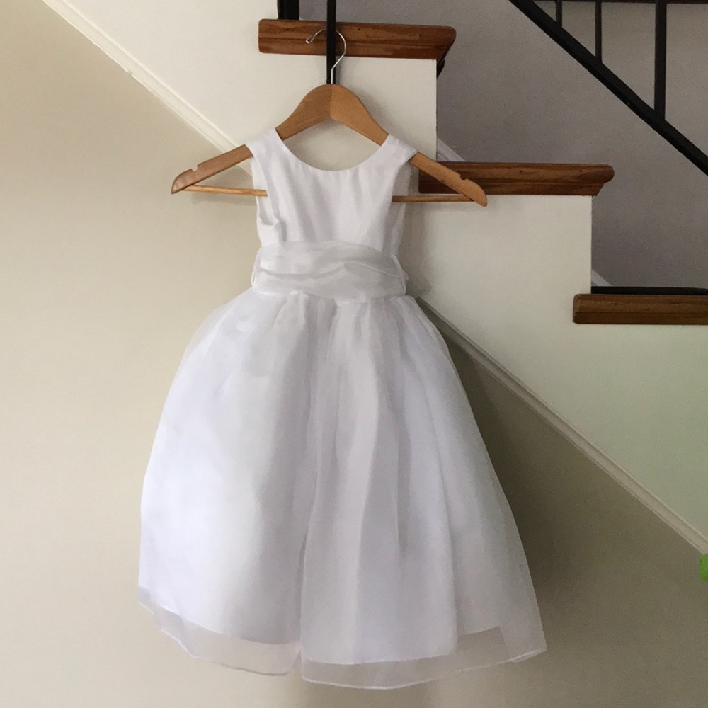 Flower Girl Dress with Tulle Ribbon Waist